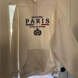 Balenciaga White Hoodie with Paris Graphic